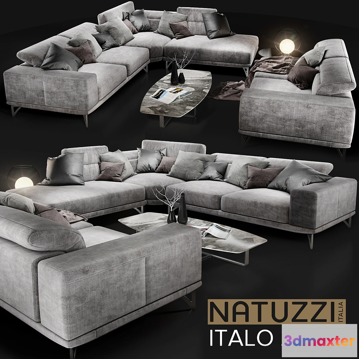 669619 - Sofa NATUZZI Italo 2983 grey