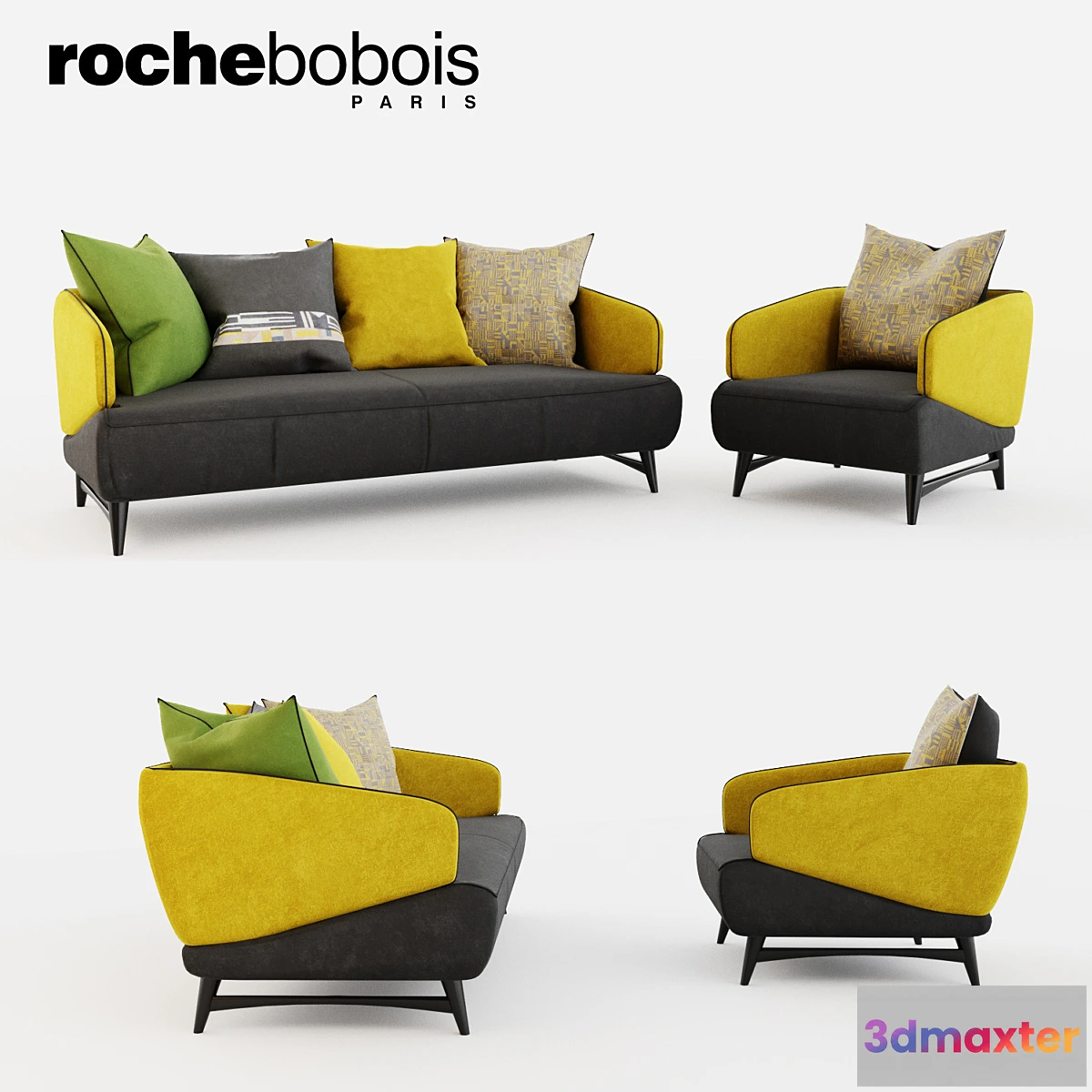 669761 - Roche Bobois Aries seat sofa & armchair