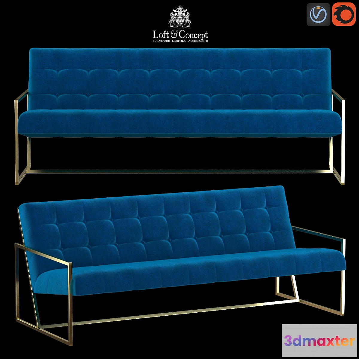 671645 - Navy Velvet Apartment Sofa