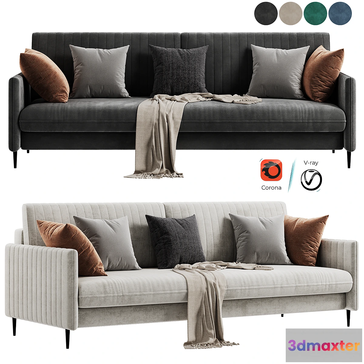 695080 - Straight Sofa Swout Velvet Beige