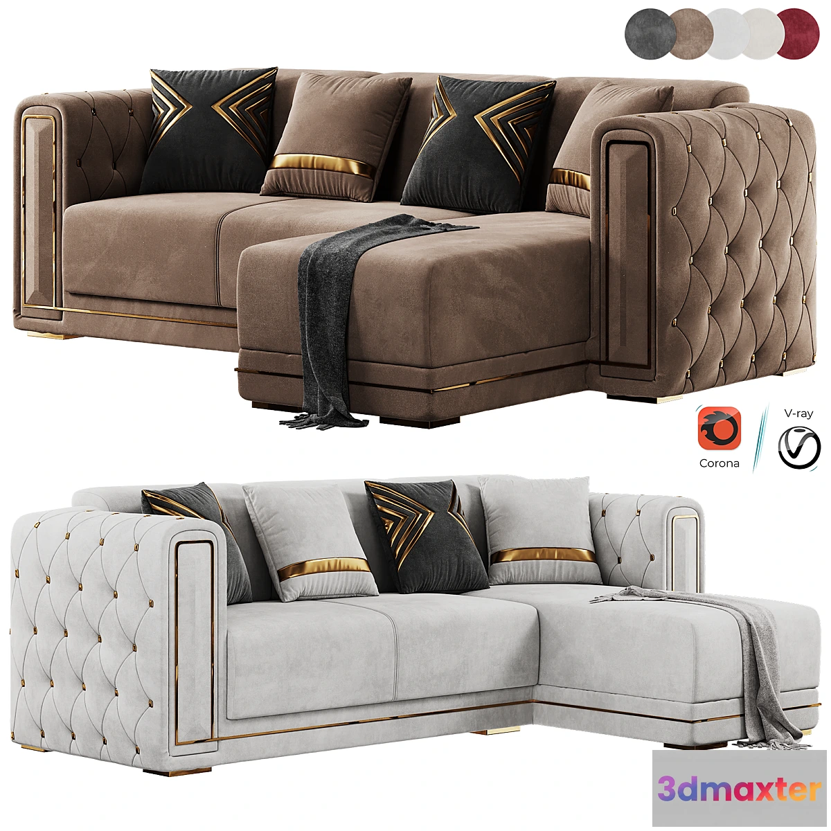 695098 - Modern Corner Beige Sectional Sofa