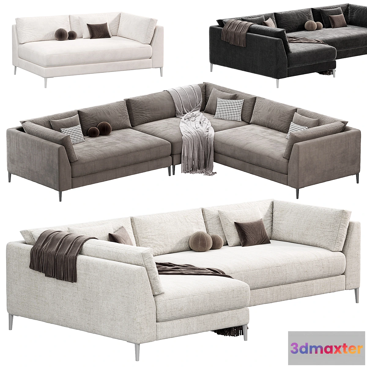 695292 - DECKER 2 PIECE L SHAPED WHITE PERFORMANCE SOFA CHAISE BY cb2