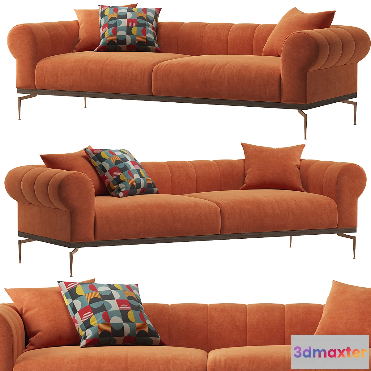 695646 - Concerto - Orange 3-seater Sofa