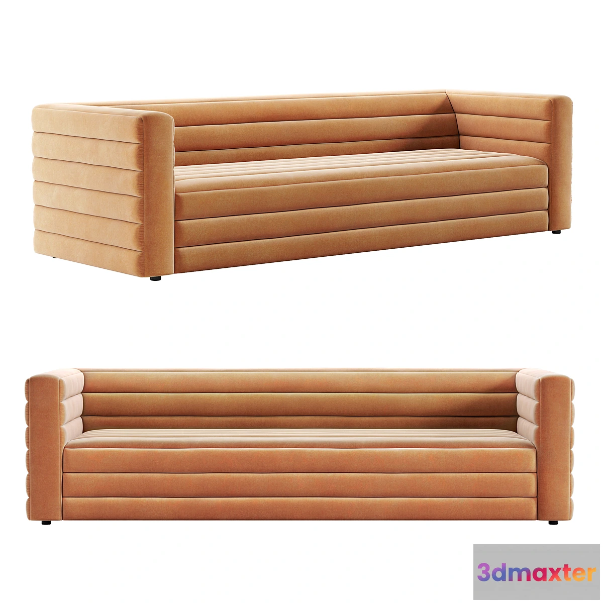 695694 - CB2 Strato Extra Large Camel Velvet Sofa