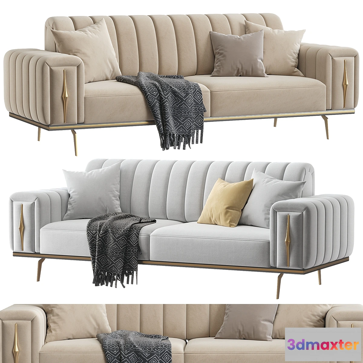 695848 - Natura Yarmalı Üçlü Koltuk