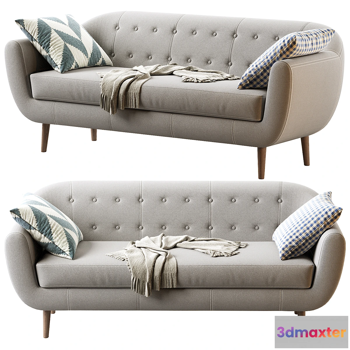 696050 - Sofa Rotterdam-3 Velvet Gray