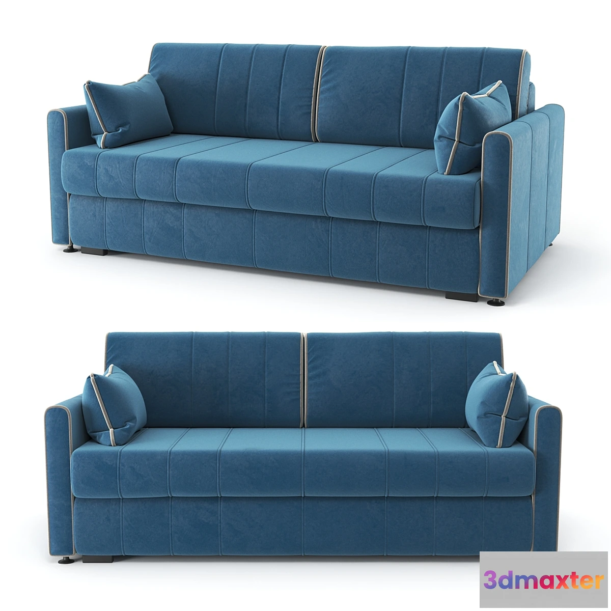 724544 - Straight blue Rimmini sofa bed velor - No.2