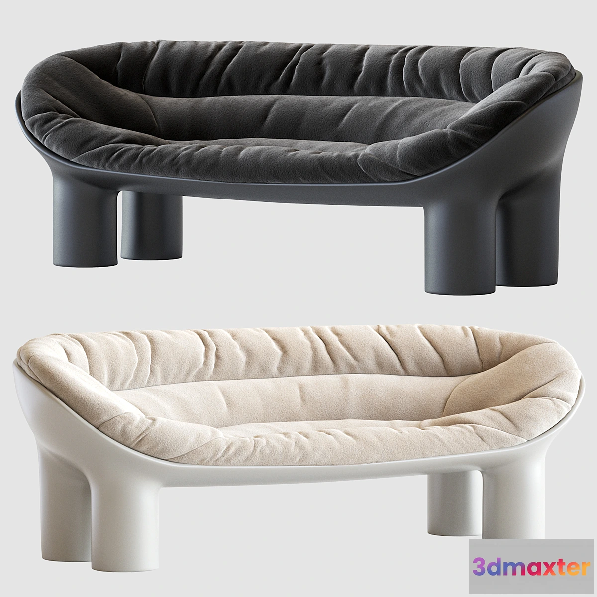 762219 - Roly Poly Polyethylene Sofa in Concrete with Cushions by Faye Toogood - No.2