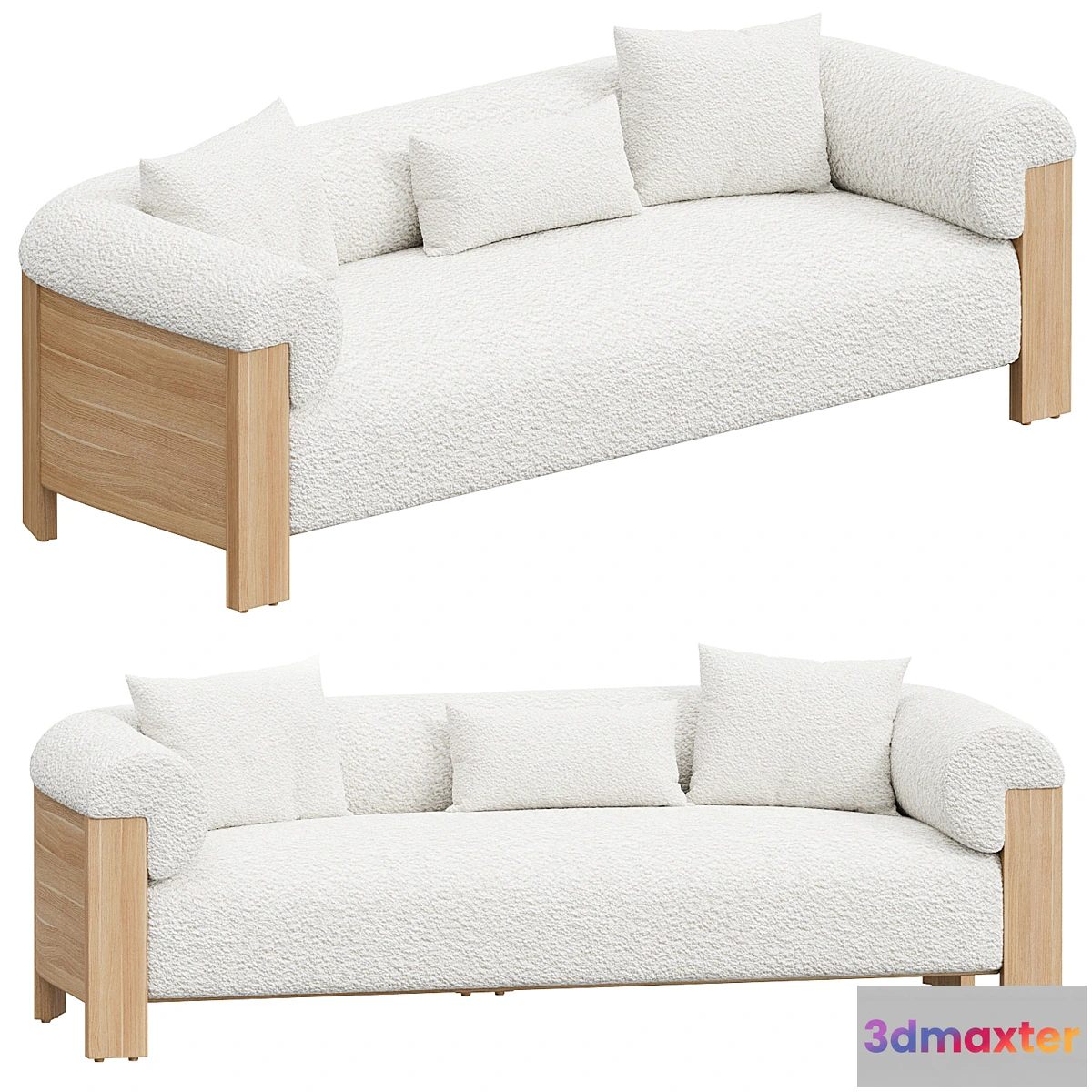 763427 - Eldon Three Seater Sofa Oak Boucle - No.2