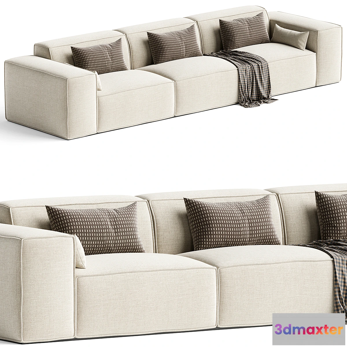 763655 - Scandinavian Slipcovered Square Arm Modular Sofa - No.2