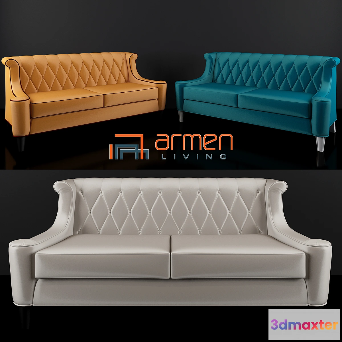 789464 - Armen Living Barrister Velvet Sofa - No.2
