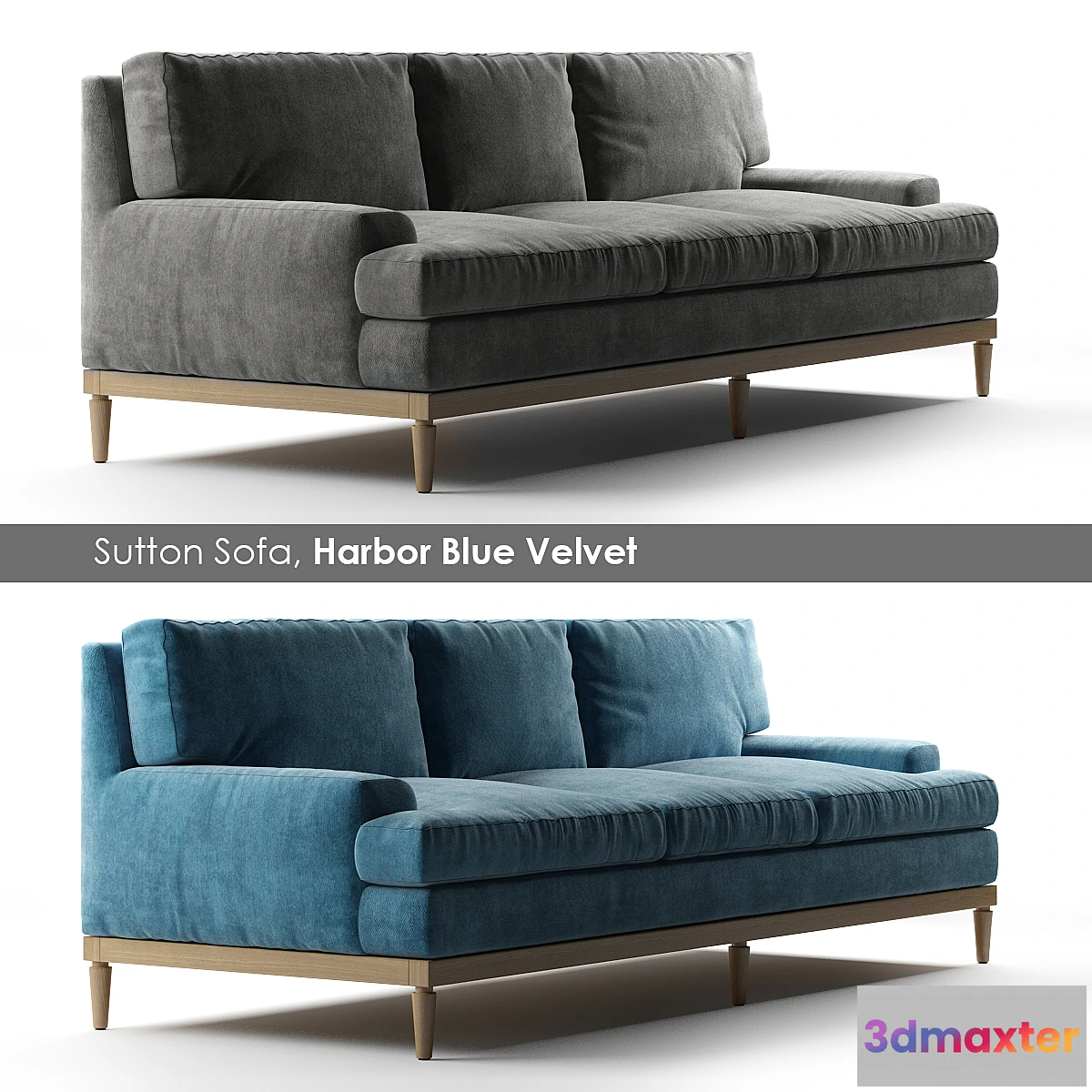 790436 - Sutton Sofa Harbor Blue Velvet - No.2