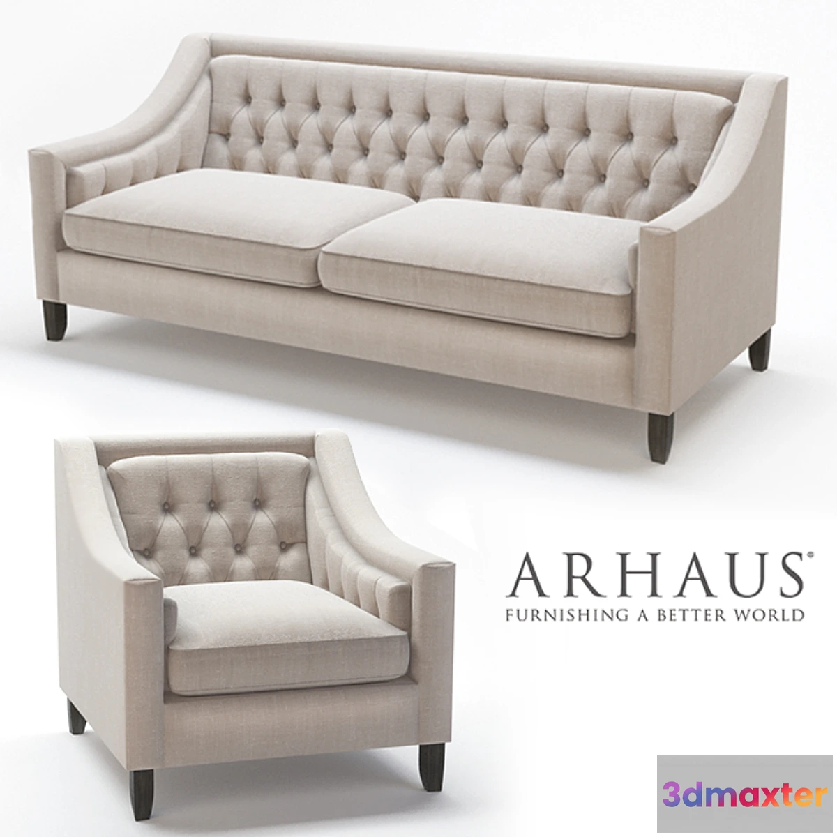 813170 - Rylan Upholstered Tufted Sofa & Chair in Taranto Dove