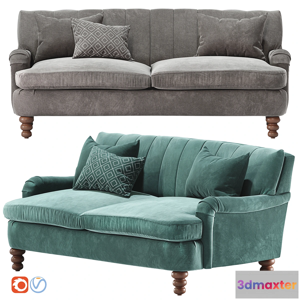 813204 - Channel Tufted Two-Cushion Sofa - No.2