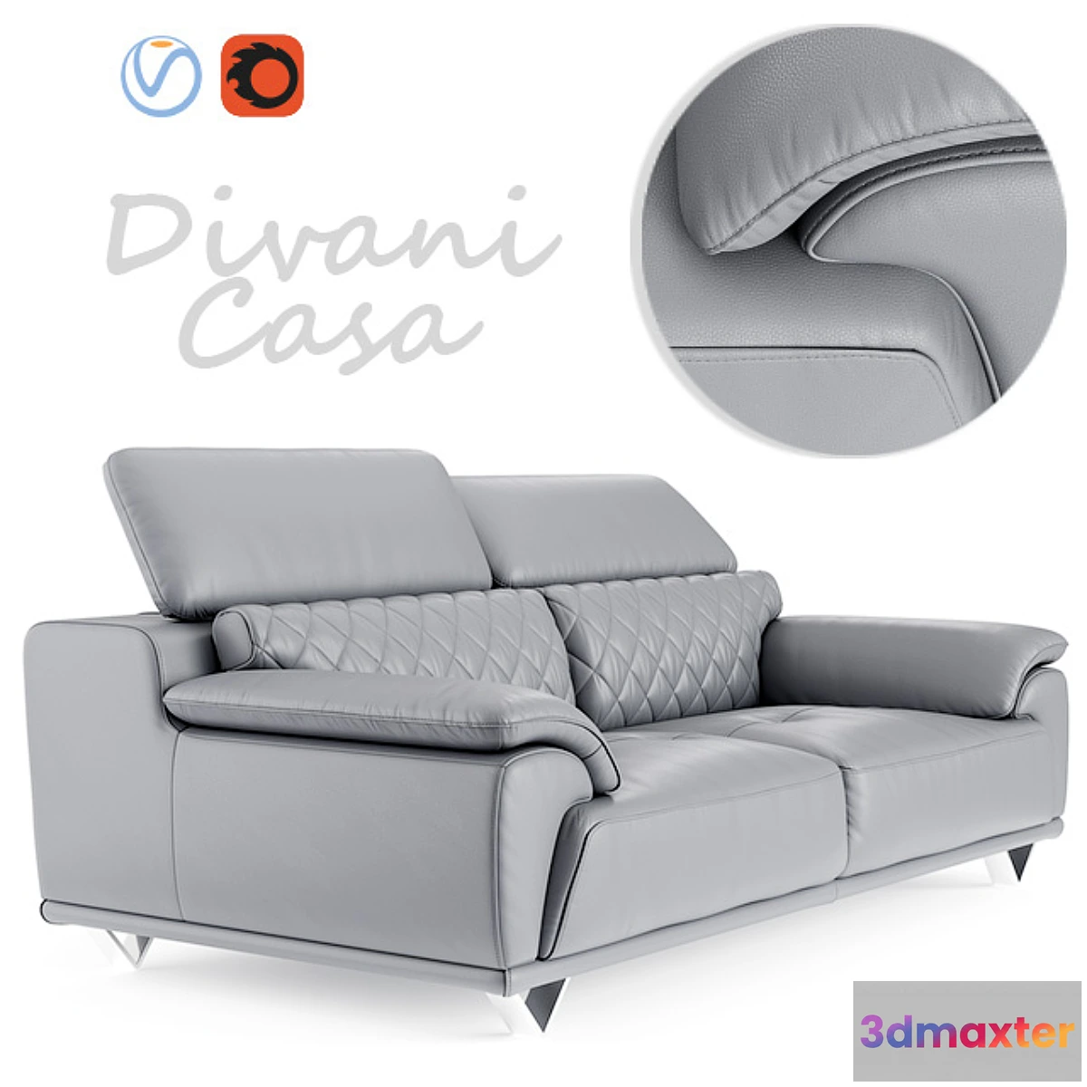 818532 - Sofa Divani Casa Wolford Modern Gray