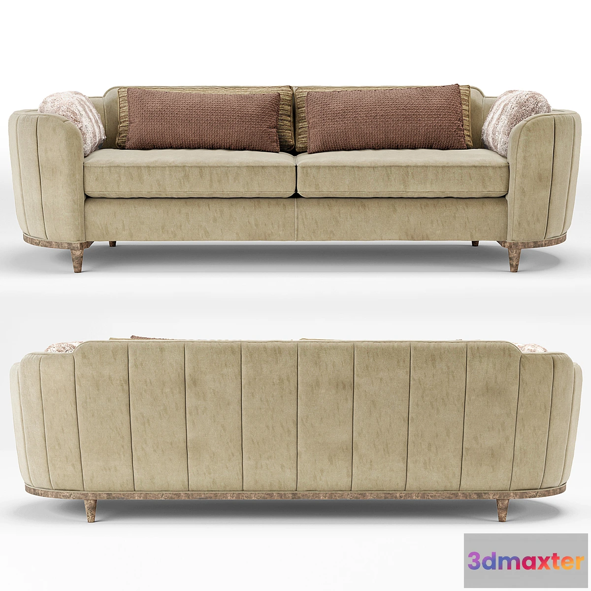 820348 - Cherish Round Barrel Beige Velvet Sofa