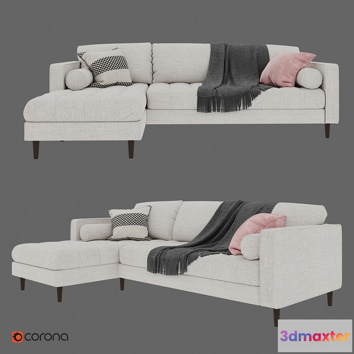 821796 - SVEN Birch Ivory Sectional Sofa