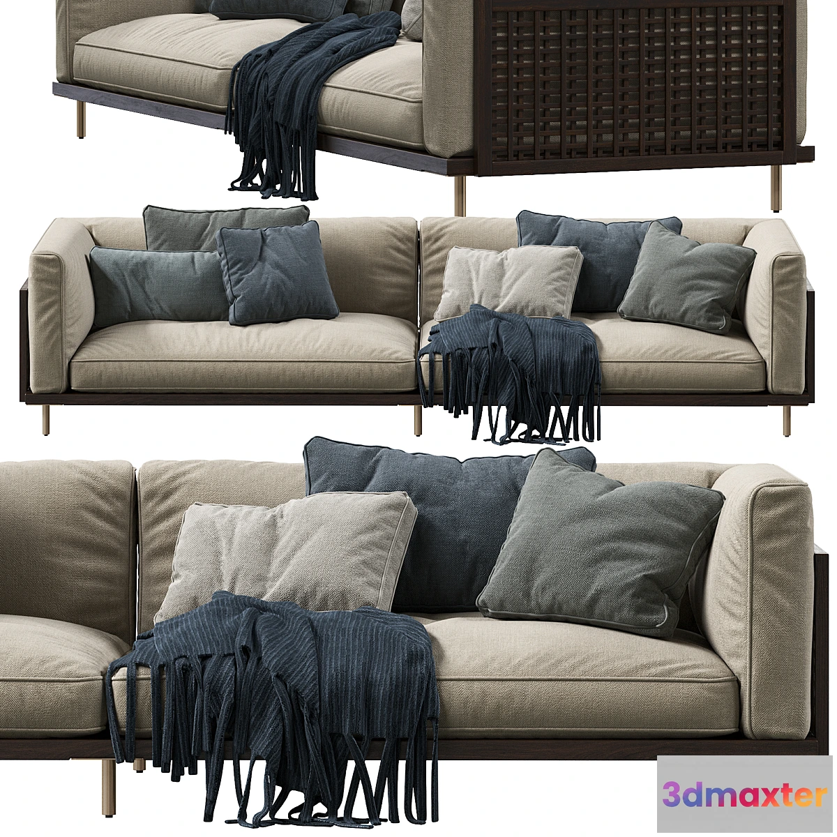 895832 - 122 Belle Reeve Sofa Brass & Walnut - No.7