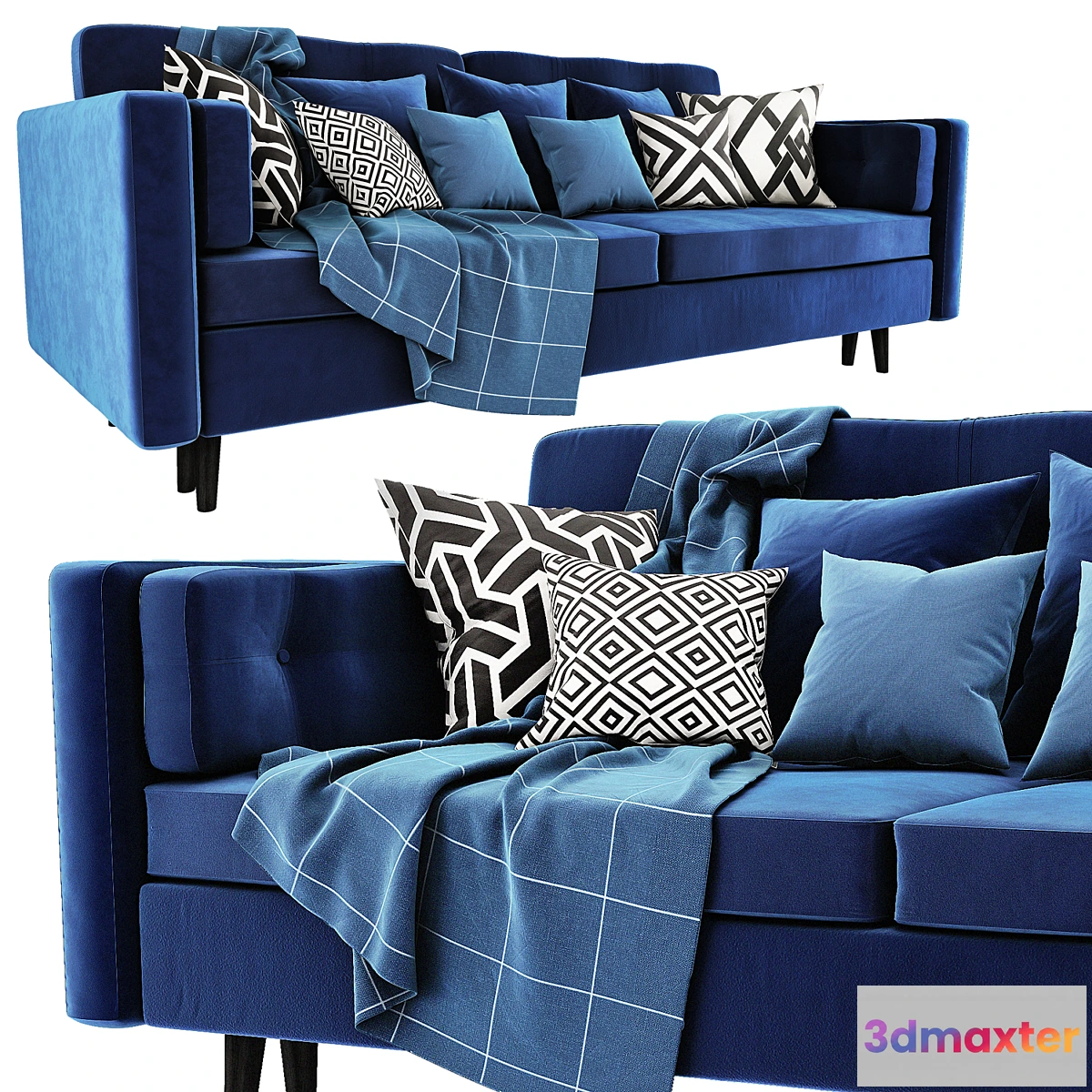 895840 - Modern Sofa Blue Velor - No.2