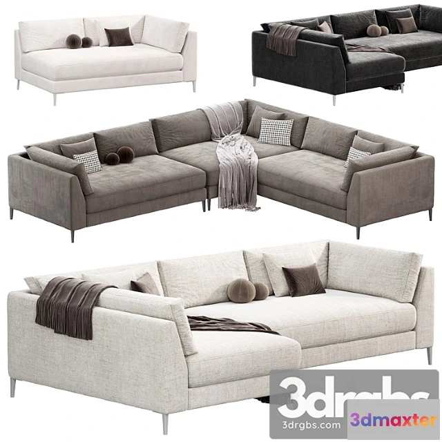 961774 - Decker 2 Piece L Shaped White Performance Sofa Chaise By CB2