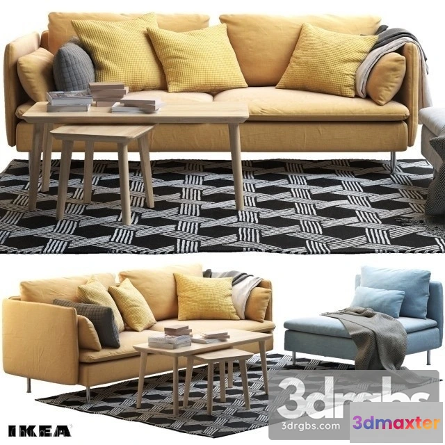 963226 - Ikea Lycksele Yellow Textile Sofa