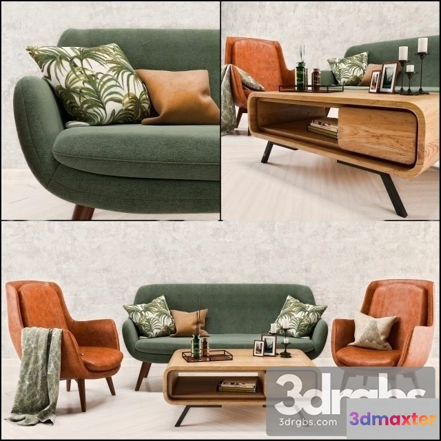 964154 - Mid Century Sofa And Chair Set