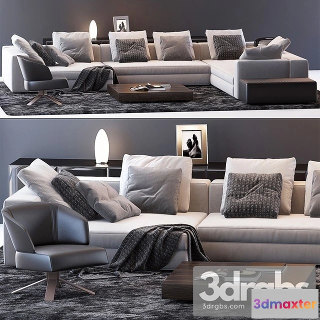 964358 - Minotti Funiture Set Fabric Sofa