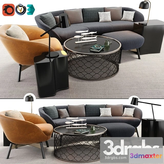 964522 - Minotti russell arm chair and sofa set 2