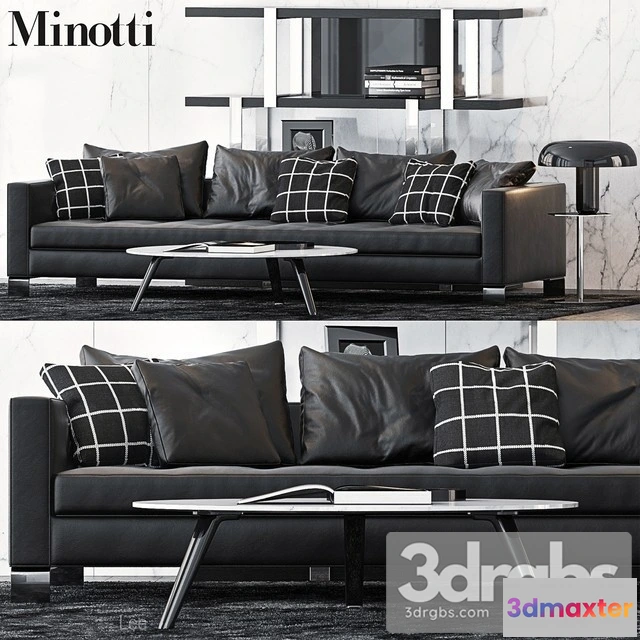 964562 - Minotti Sofa Leather Black