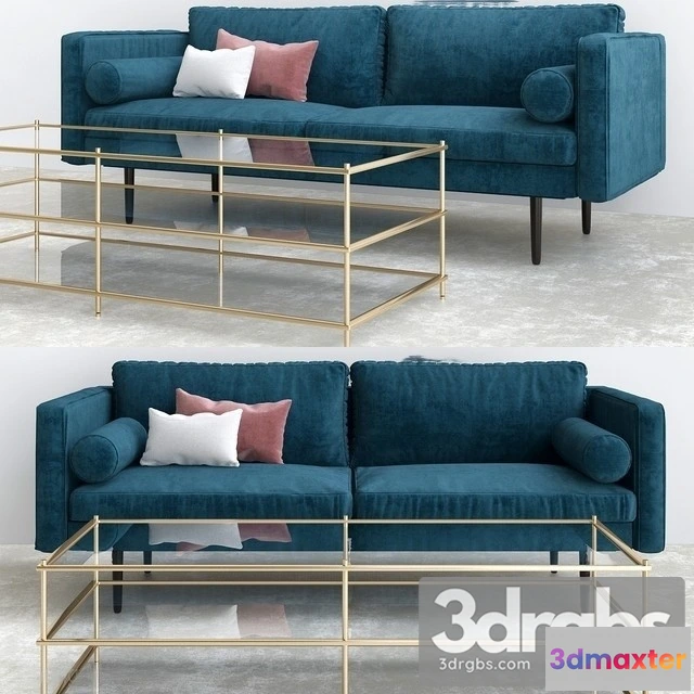 964814 - Monroe Mid Century Sofa Celestial Blue