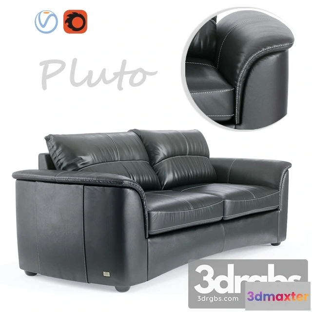 965320 - Pluto Black Leather Sofa 01