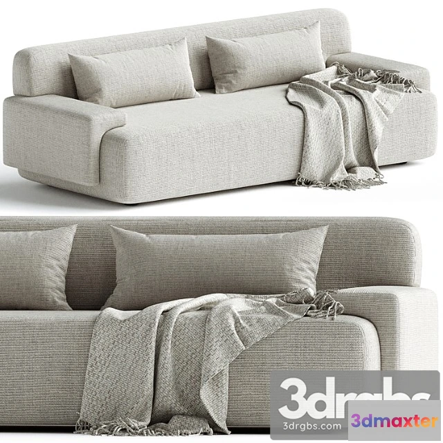 965576 - Popus Editions Lena 3 Seater Sofa In Egg Shell Off White Como Velvet Fabric