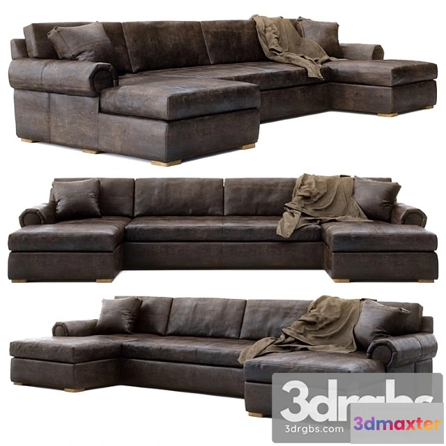 965788 - Rh Lancaster Leather U Chaise Sectional 1