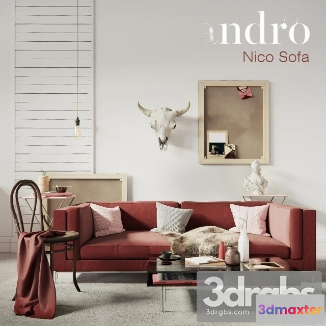 966080 - Sandro Nico Sofa Claret Set