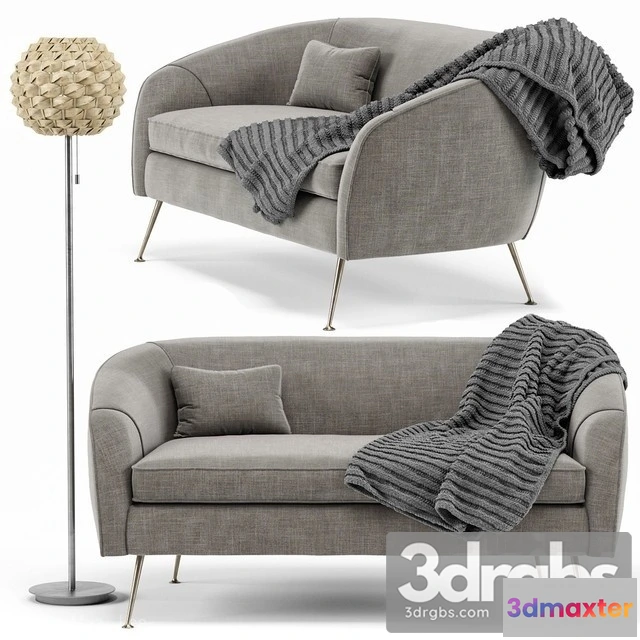 967208 - Stella Mid Century Loveseat Urchin Rattan Floor Lamp