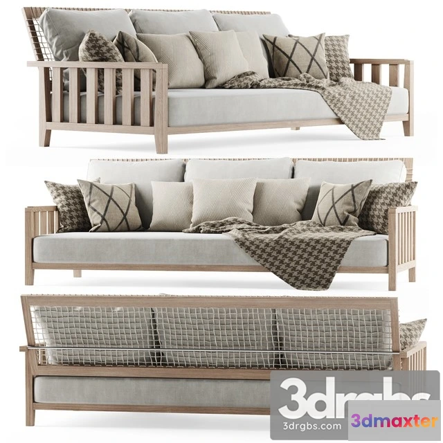 967426 - Three Seater Garden Sofa with Plaid