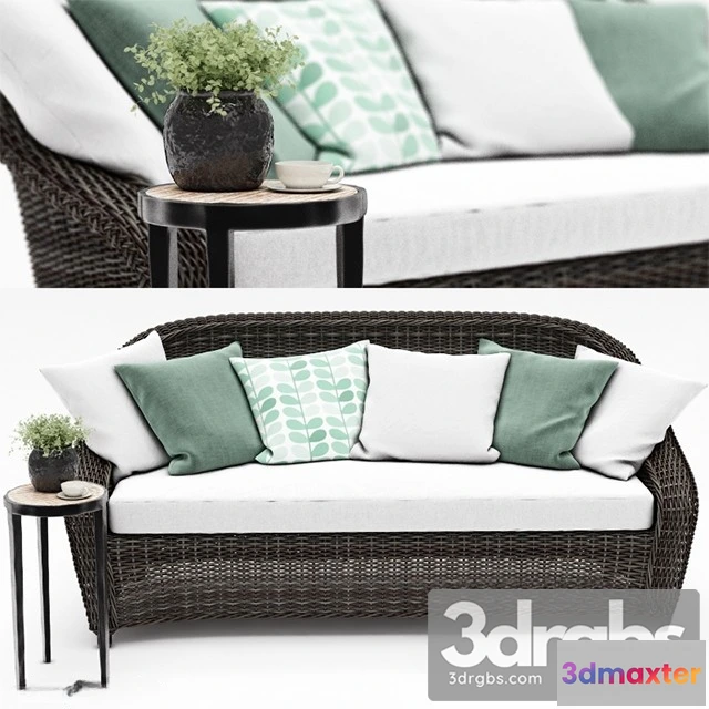 967466 - Torrey Weather Wicker Roll Sofa