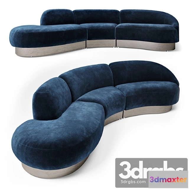 967746 - Vladimir Kagan Sectional in Deep Blue Mohair