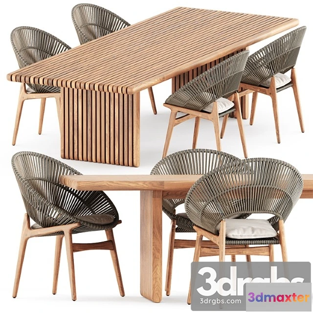 1037666 - Bora dining chairs and deck dining table by gloster