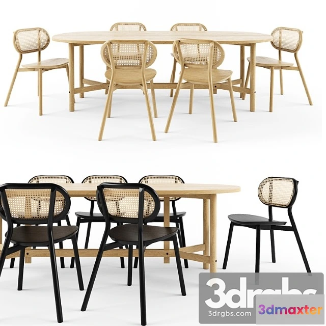 1037700 - Cane chair with arch table-y base