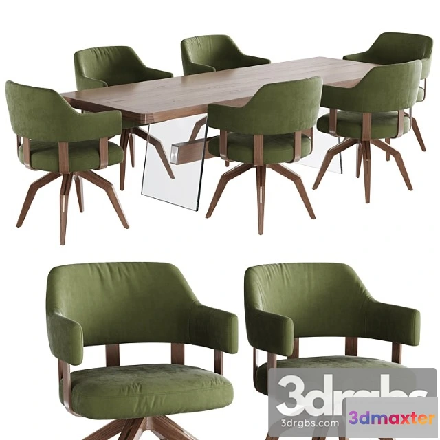 1037940 - Dining set natuzzi valle chair ch19 phantom table e024