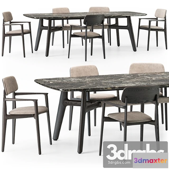 1038498 - Poliform curve dining table armchair set