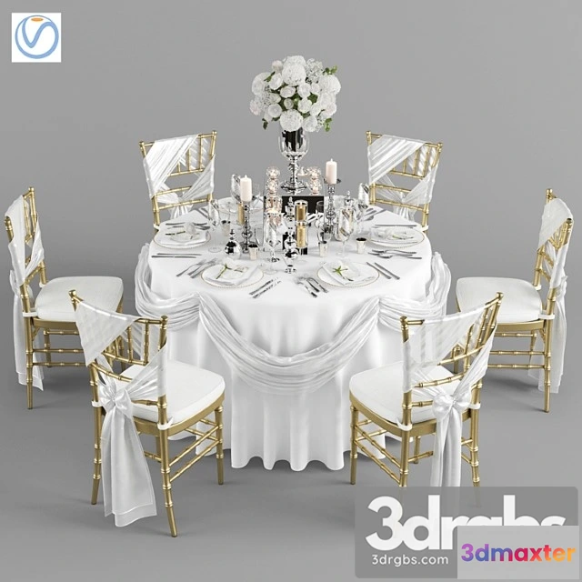 1038772 - Wedding table for 6 persons 2 vray