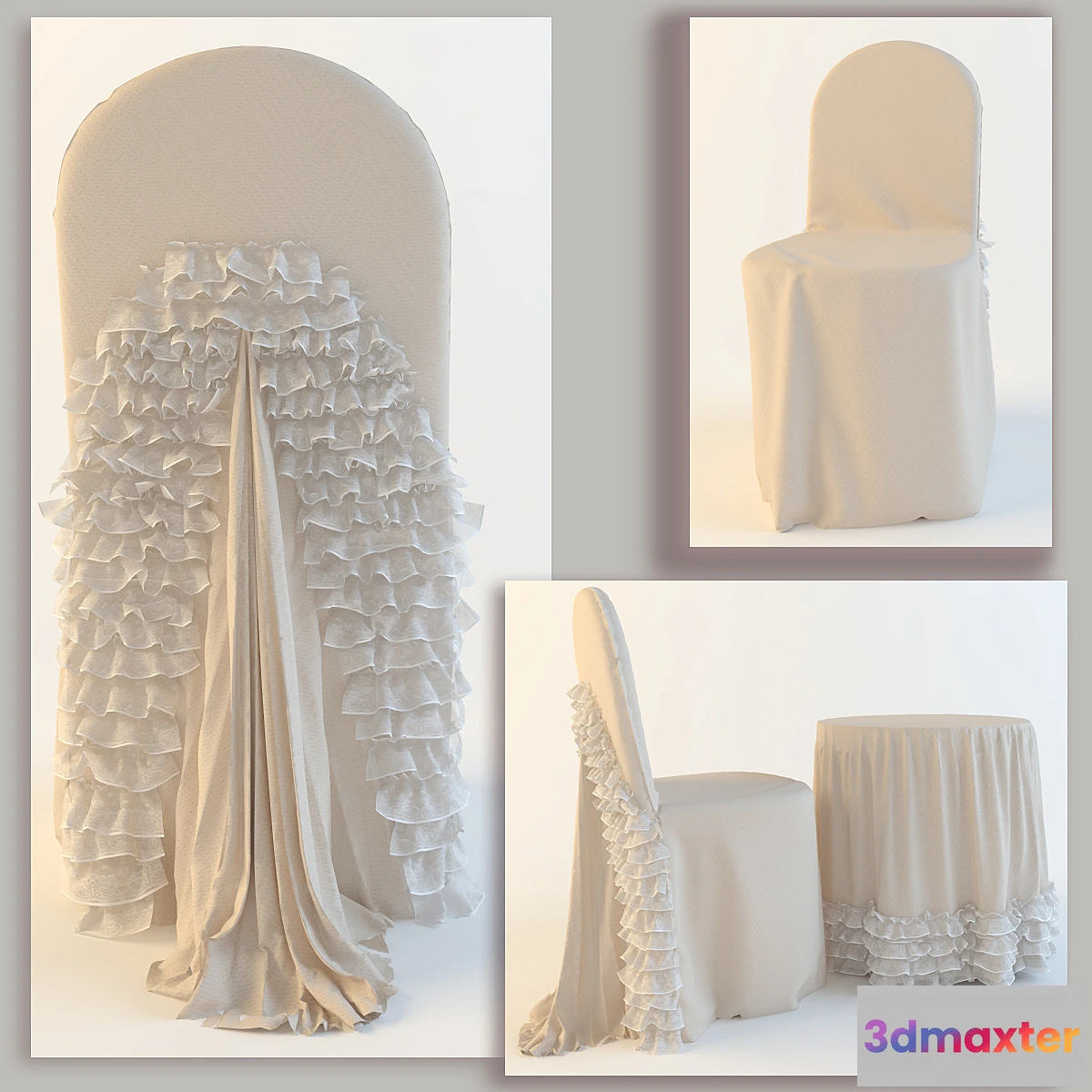 1273298 - Table + Chair cover 3D Max