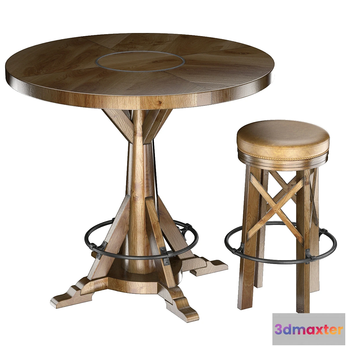 1275258 - HUNTINGDON COLLECTION table and bar stool 3D Max