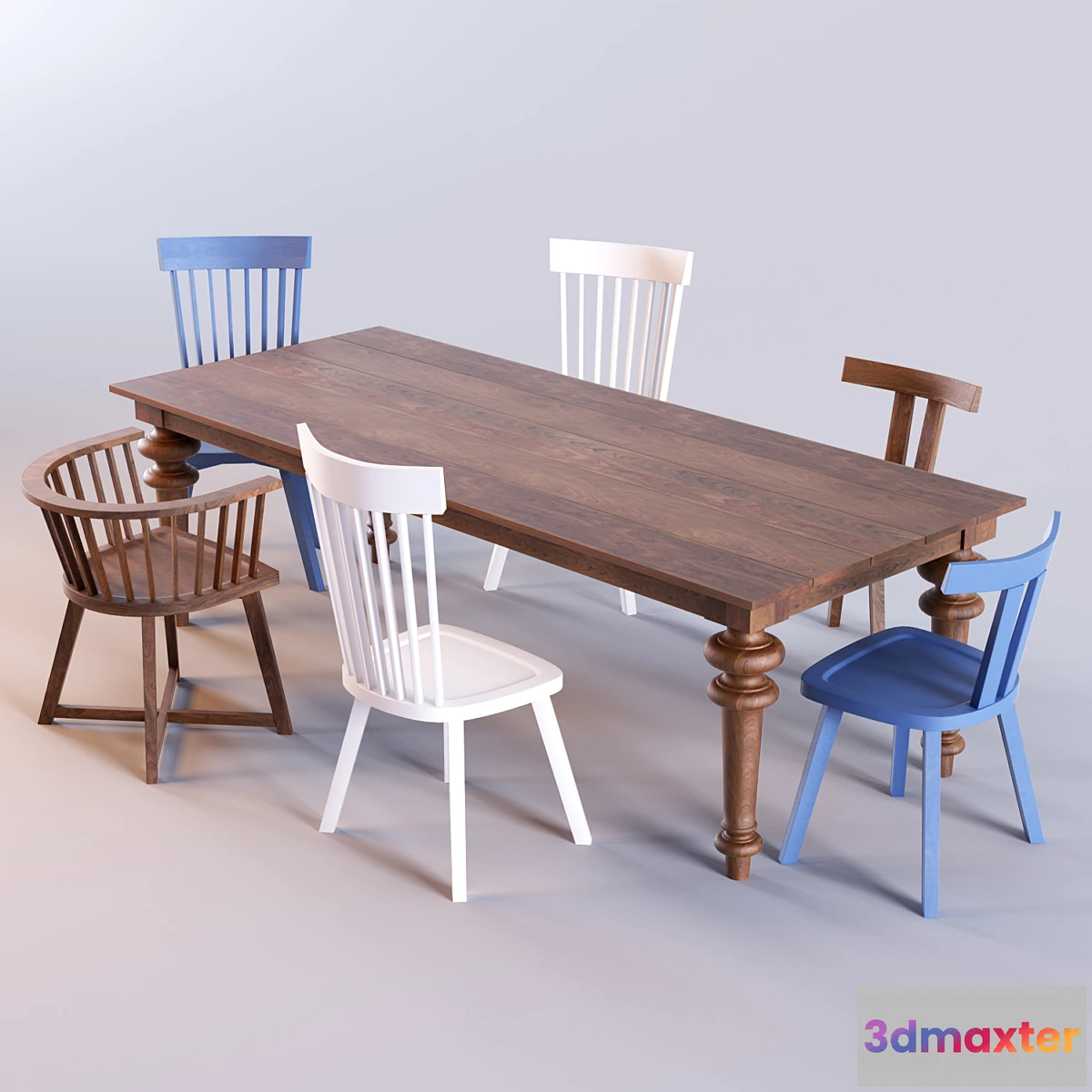 1284782 - Gray 33 table & InOut Chairs by Gervasoni 3D Max