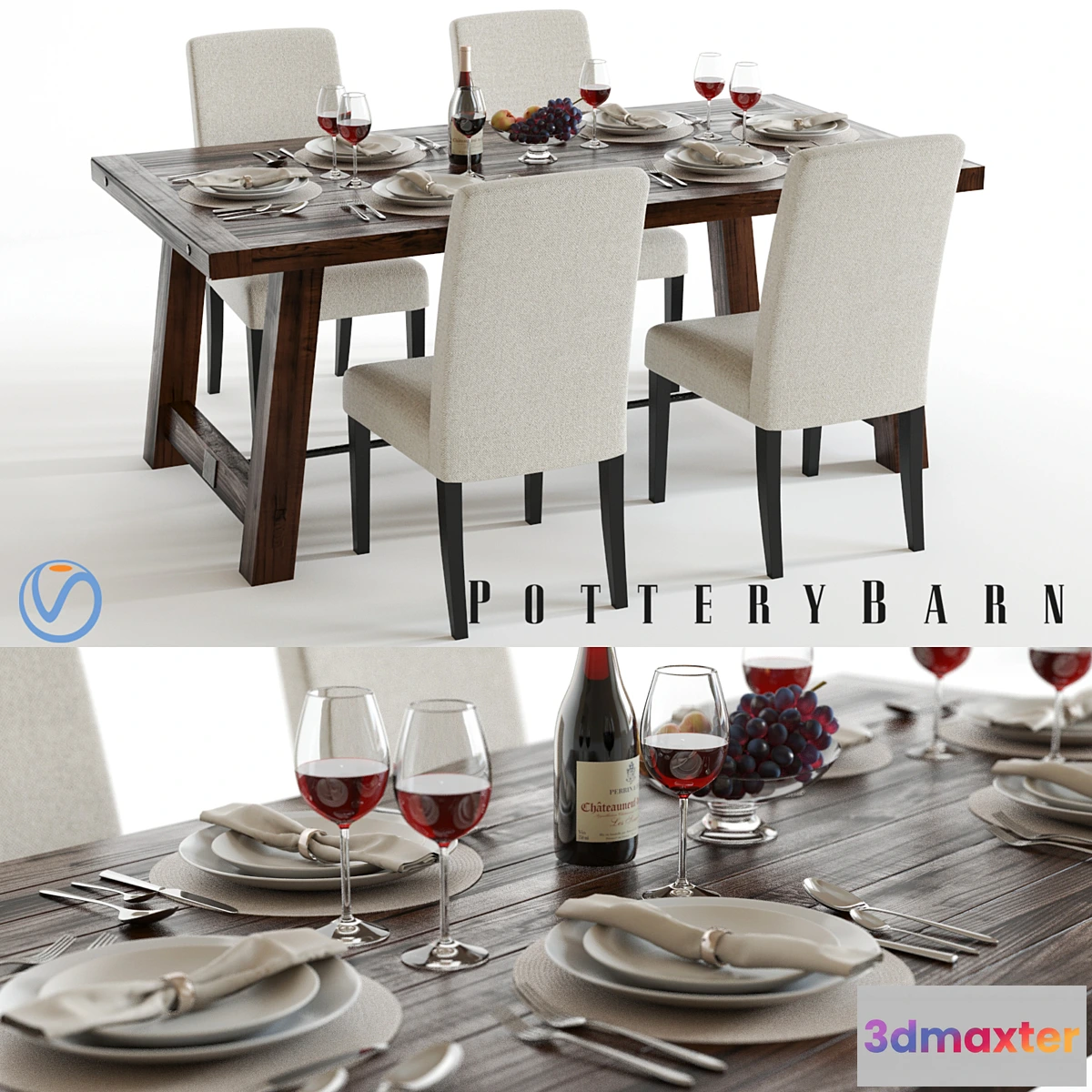 1291405 - Pottery Barn Benchwright Set 3D Max