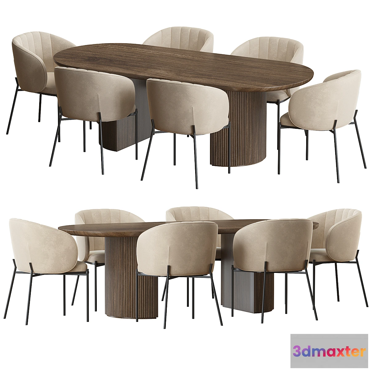 1296077 - Shell Back dining chair and Moon Table 3D Max