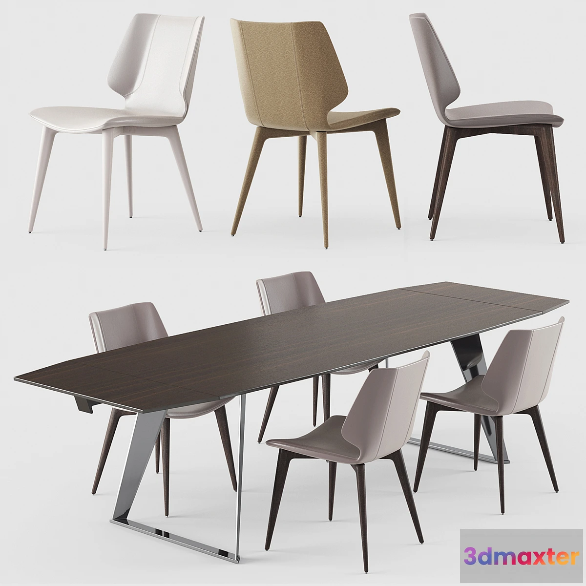 1297976 - ECHOES DINING TABLE & KASUKA CHAIR Roche Bobois 3D Max