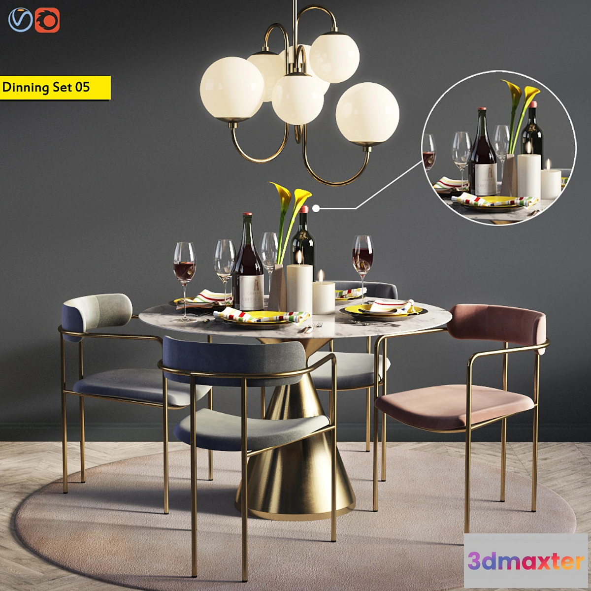 1298062 - Dinning Set 05 3D Max